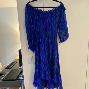 Diane Von Furstenberg Camilla Silk A-Line Off the Shoulder Dress